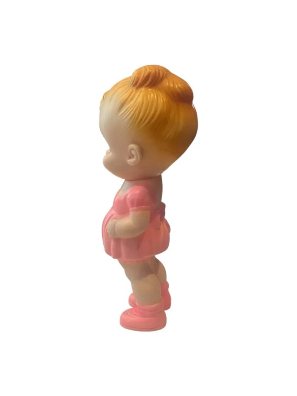 Sun Rubber Ruth Newton Girl Doll Pink Dress Working Squeaker 8 Inch Vtg 1950s